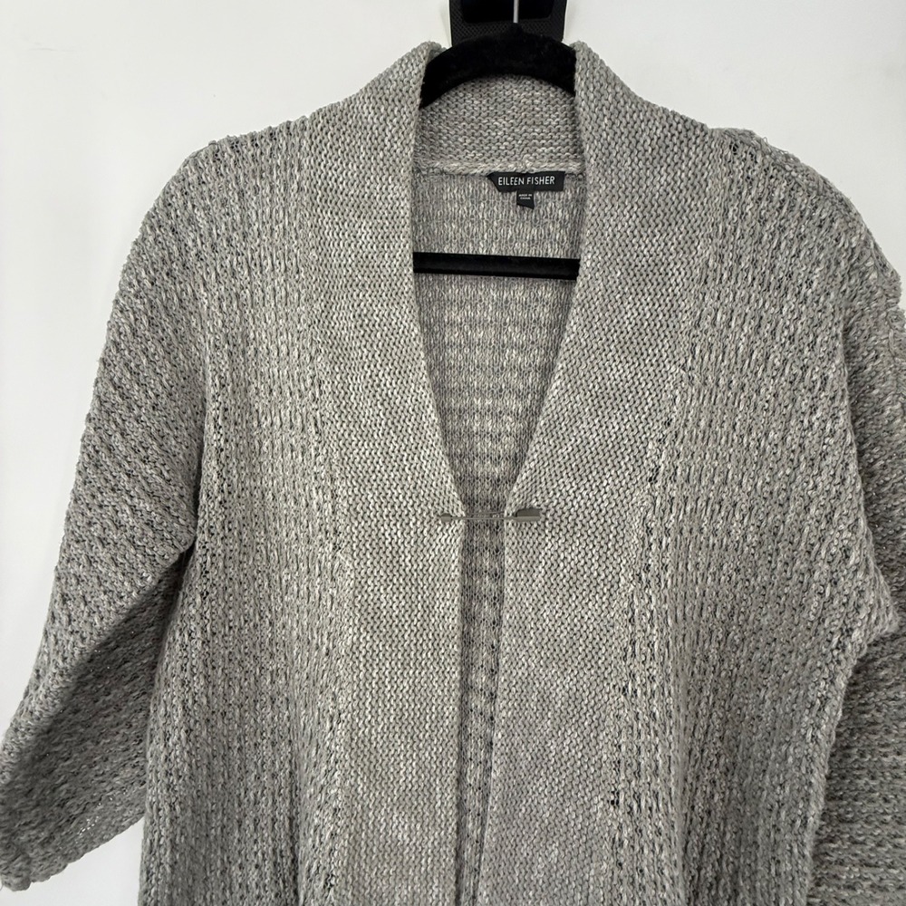 Eileen Fisher Grey Knit Cardigan‎ Size Medium - Picture 2 of 6